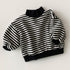 Winter striped plus velvet sweater turtleneck top